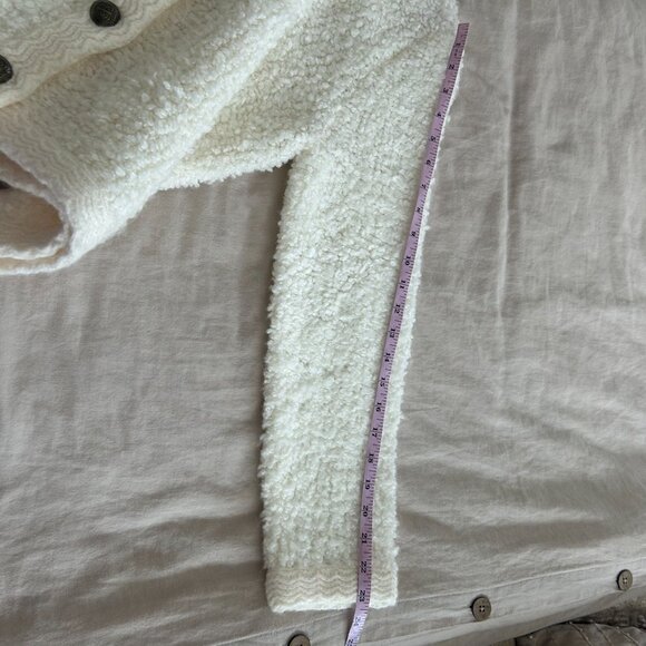 Cream Textured Knit Cardigan Sweater - Picture 8 of 11